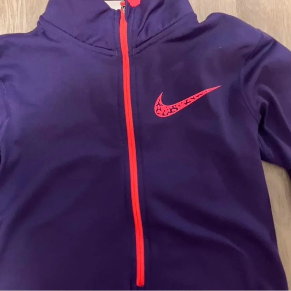 Nike Dark Purple 1/4 Zip-Up Dri-Fit Top with Pink Highlights‎